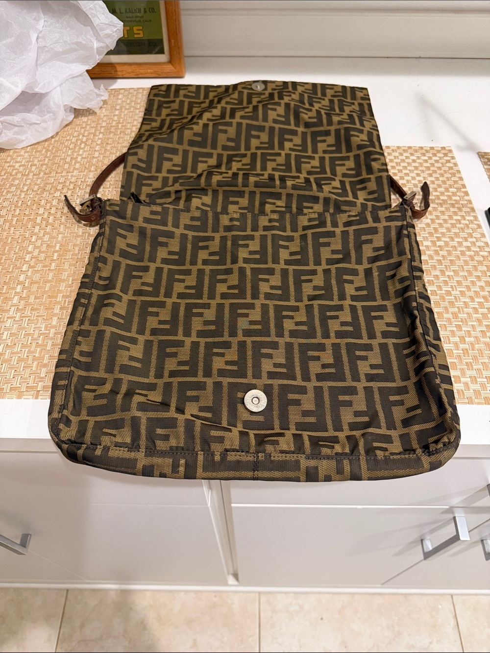 Fendi Brown and Black FF Monogram Tote with Leather Trim - Picture 6 of 13